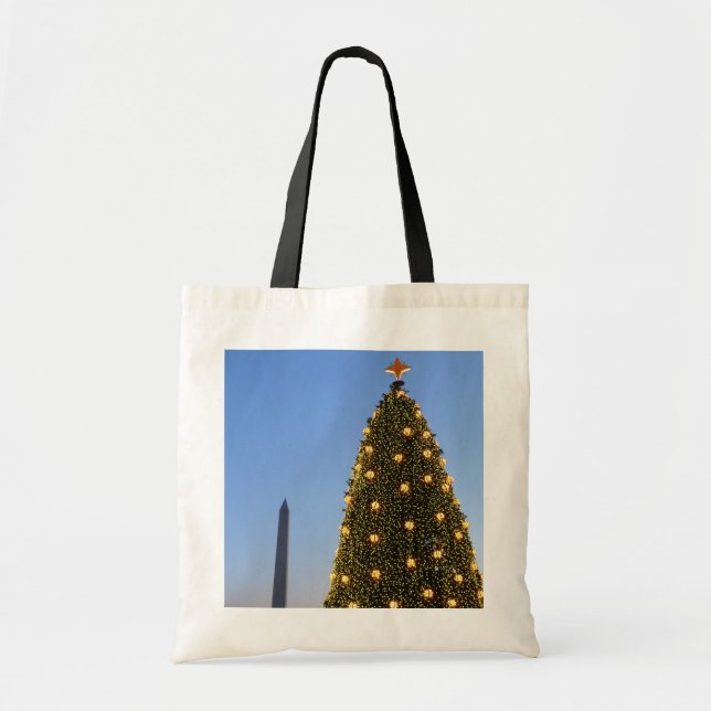 Bolsa Tote Árvore Nacional de Natal e Monumento a Washington (Frente)