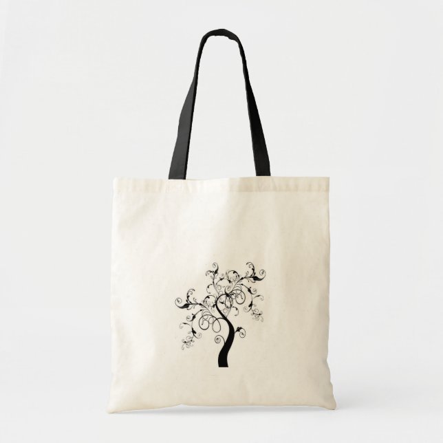 Bolsa Tote Árvore Negra E Branca Da Vida (Frente)