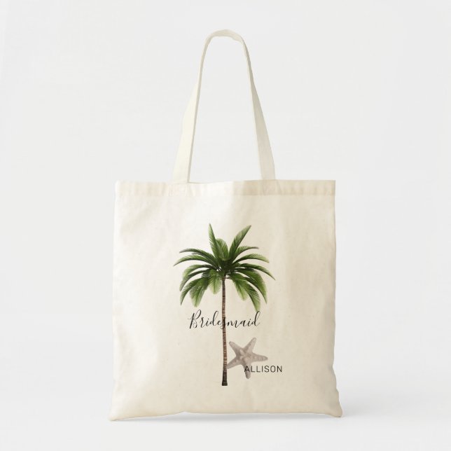 Bolsa Tote Árvore Palm de Casamento de Praia de Bridesmaid Pe (Frente)