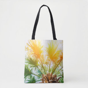 Bolsa Tote Árvore palmeira brilhante fundo de verão. tropical