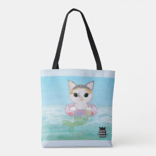 Bolsa Tote Árvore Purrmaids com um gato de chita