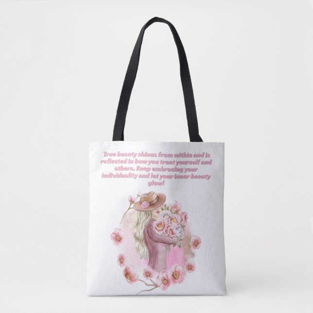 Bolsa Tote Árvore rosa da barra de ferramentas inspiracional (Frente)