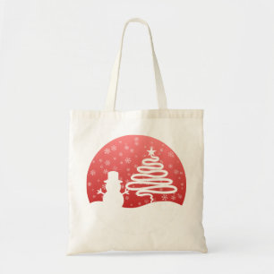 Bolsa Tote Árvore Snowman de inverno Branco