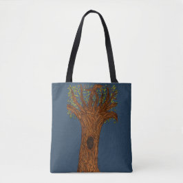 Bolsa Tote Árvore Torta com Fundo Azul