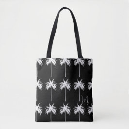 Bolsa Tote Árvore Tropical Palm de Monograma Branco Elegante