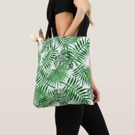 Bolsa Tote Árvore Tropical Verde Chic deixa arte de verão