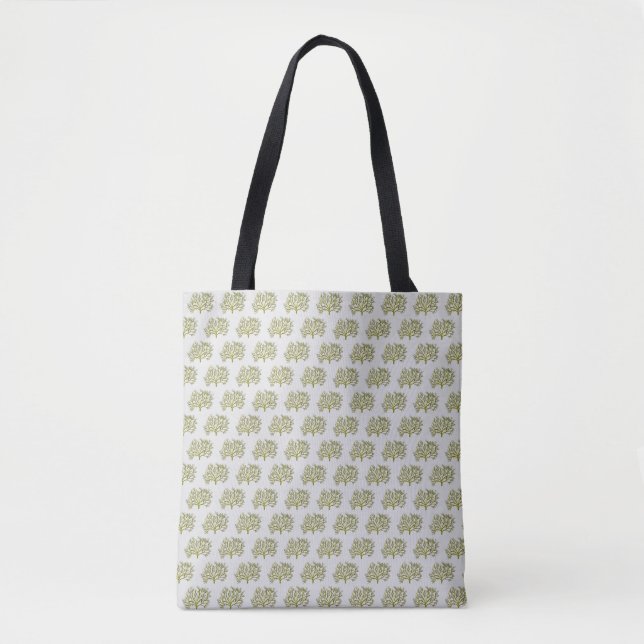 Bolsa Tote Árvore verde aquarela (Frente)
