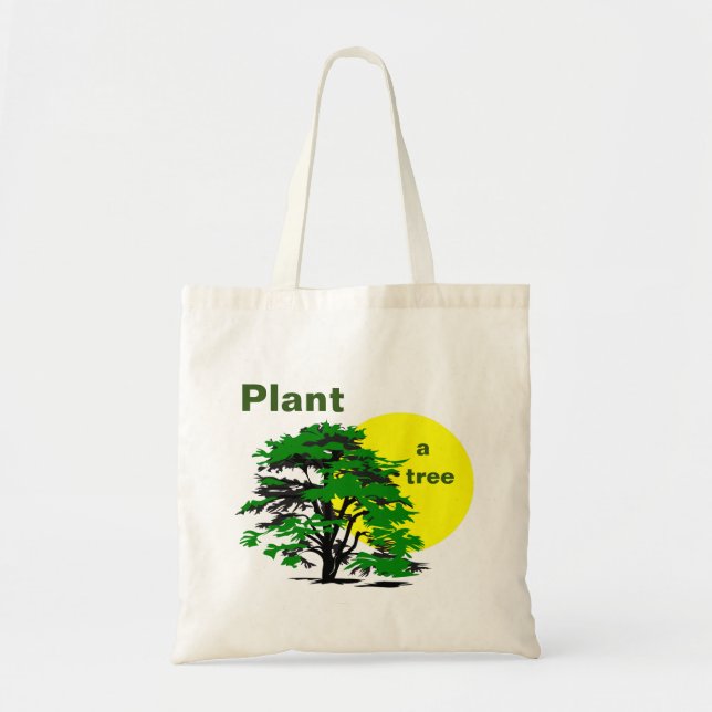 Bolsa Tote Árvore Verde e Sol Amarelo, Plante uma árvore (Frente)
