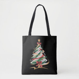 Bolsa Tote Árvores Alegres e Iluminadas Natal Feriado Inverno