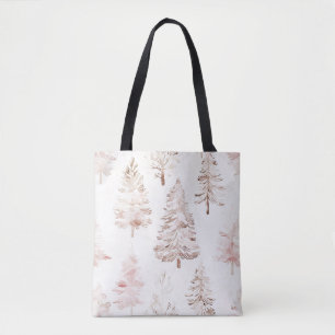 Bolsa Tote Árvores brancas-rosadas de Natal