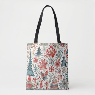 Bolsa Tote Árvores de Férias, design de inverno.