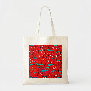 Bolsa Tote Árvores de mão livre: Padrão de Natal escandinavo.