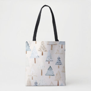 Bolsa Tote Árvores de Natal Blue Cream Cozy