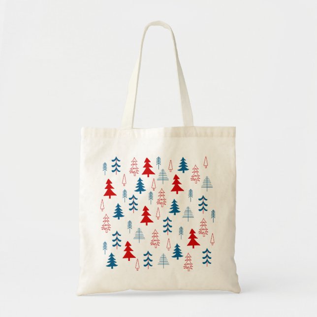 Bolsa Tote Árvores de natal coloridas (Frente)