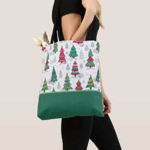 Bolsa Tote Árvores de Natal Decoradas com Desenhos Excêntrico