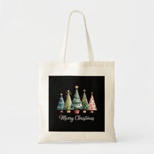 Bolsa Tote Árvores de Natal Divertidas e Alegres Laço Família