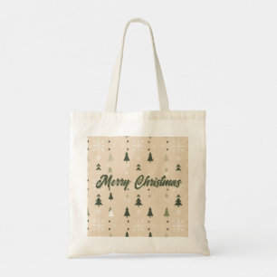 Bolsa Tote Árvores de Natal e Flocos de Neve Minimalistas 