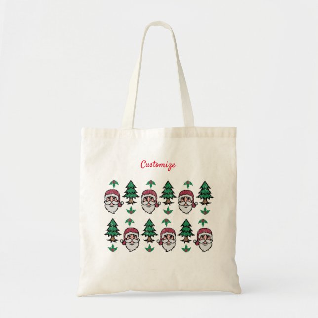 Bolsa Tote Árvores de Natal e Santas Thunder_Cove (Frente)