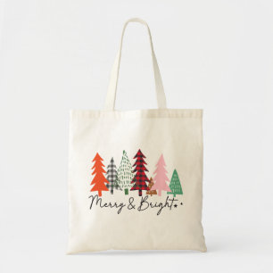 Bolsa Tote Árvores de Natal felizes e brilhantes