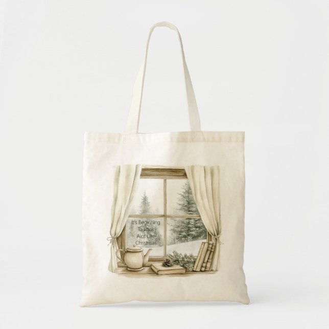 Bolsa Tote Árvores de Natal Neve (Frente)