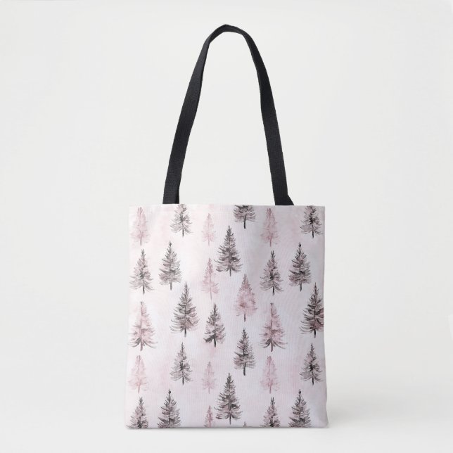 Bolsa Tote Árvores de Natal Rosa (Frente)