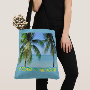 BOLSA TOTE ÁRVORES DE PALMA/MAR TURQUOISMO/RUBRICA DA PRAIA
