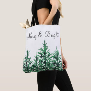 Bolsa Tote Árvores de Pinheiros com Aquarela