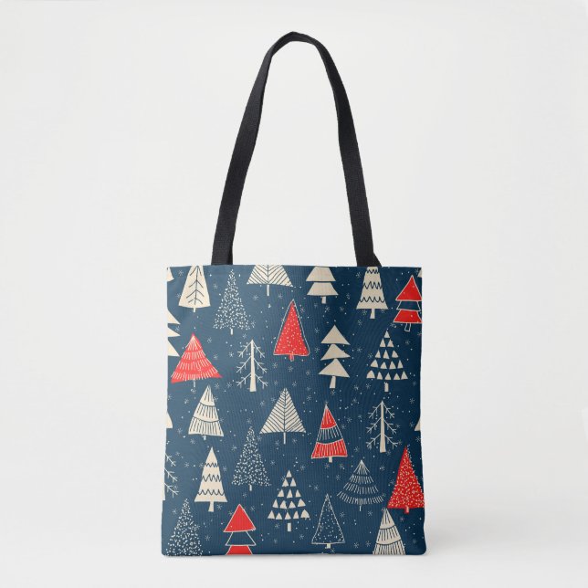 Bolsa Tote Árvores de rabo de Natal, padrão de inverno sem co (Frente)