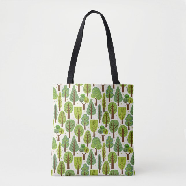 Bolsa Tote Árvores de Verão: Padrão Verde Invisível (Frente)