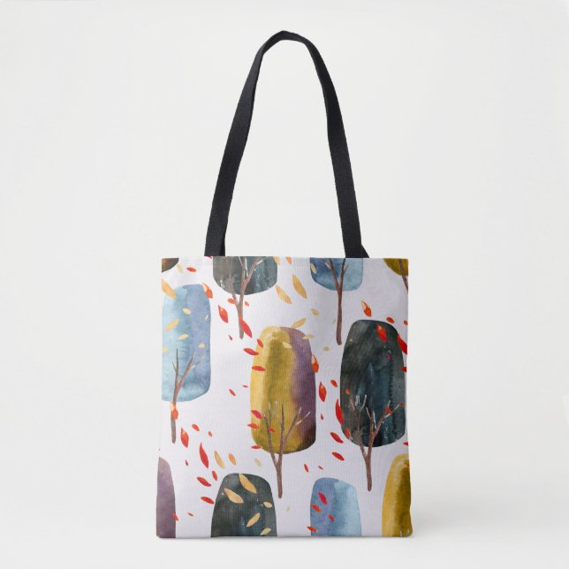 Bolsa Tote Árvores do outono: Cores d'água pintadas à mão (Frente)