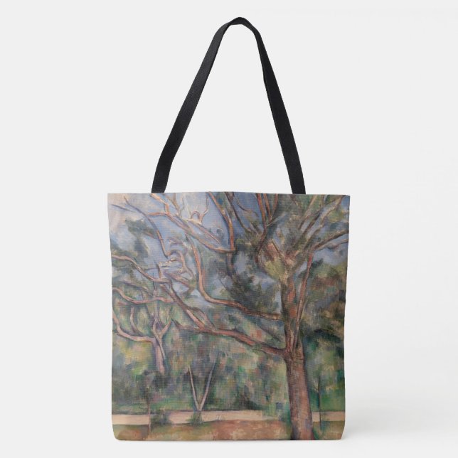 Bolsa Tote Árvores e Estrada, Paisagem Pós-Impressionista (Frente)