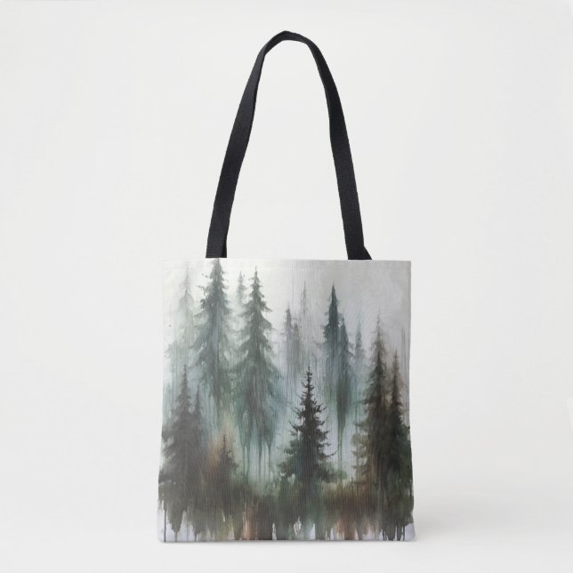 Bolsa Tote Árvores em Aquarela Deserto Rústico (Frente)