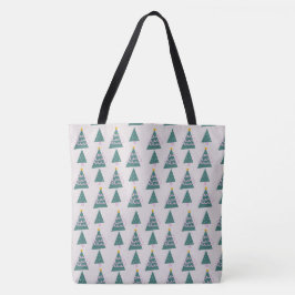 Bolsa Tote Árvores Fofas Rabiscos Rosa Verde