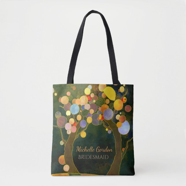 Bolsa Tote Árvores Rústicas de Amor Casando Dono de Bridesmai (Frente)