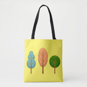 Bolsa Tote Árvores Verde-De-Teal-Laranja Amarelas