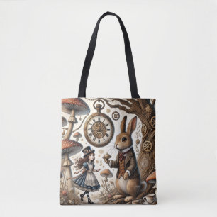 Bolsa Tote As aventuras de Alice no País das Maravilhas Coelh