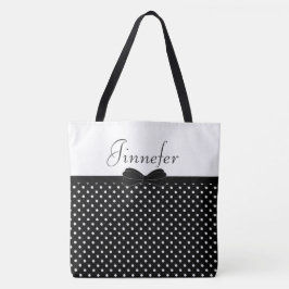 Bolsa Tote As bolinhas pretas com Papillon personalizaram