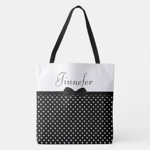 Bolsa Tote As bolinhas pretas com Papillon personalizaram