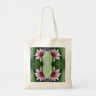 Bolsa Tote As flores de Lotus do monograma personalizaram o