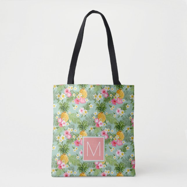 Bolsa Tote As flores & os abacaxis tropicais | adicionam sua (Frente)