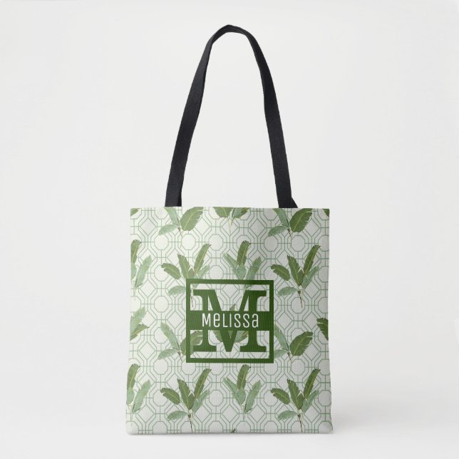 Bolsa Tote As folhas de palmeira tropicais | adicionam seu (Frente)