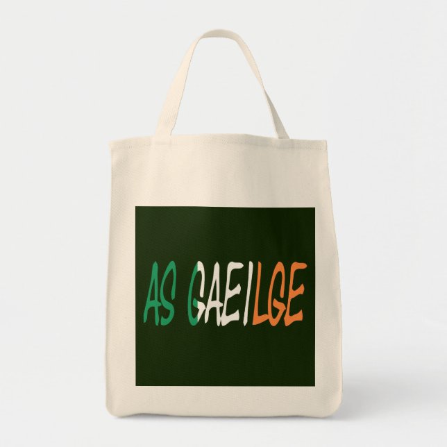 Bolsa Tote As Gaeilge sobrepôs-se à Irish Flag gtcnt (Frente)