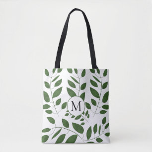 Bolsa Tote As hortaliças do monograma folheiam teste padrão