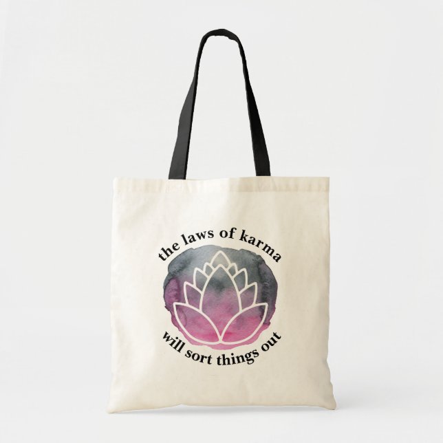Bolsa Tote As Leis de Karma White Lotus Inspirational (Frente)