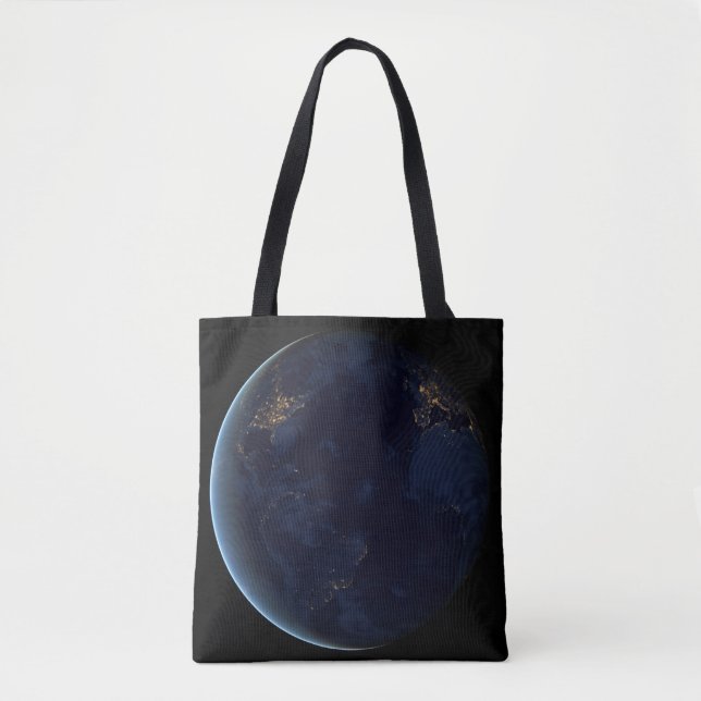 Bolsa Tote As Luzes da Terra à Noite (Frente)