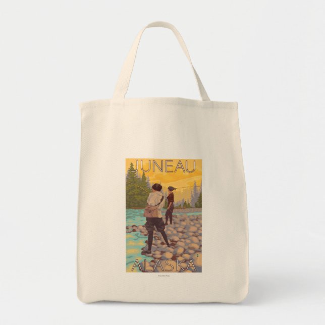 Bolsa Tote As mulheres voam para pescar - Juneau, Alasca (Frente)