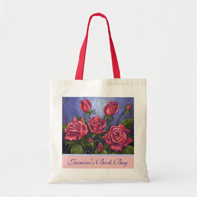 Bolsa Tote As rosas vermelhas personalizam o saco de livro (Frente)