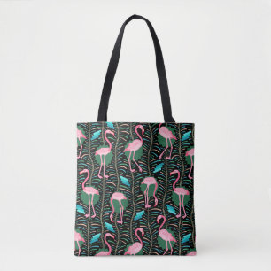 Bolsa Tote As samambaias dos pássaros 20s Deco do flamingo