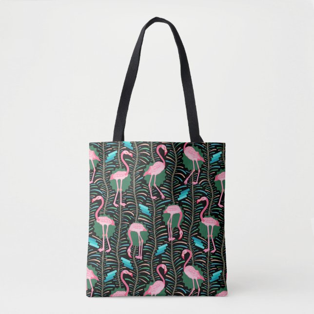 Bolsa Tote As samambaias dos pássaros 20s Deco do flamingo (Frente)