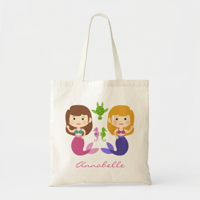Bolsa Tote As sereias gêmeas personalizam (Frente)